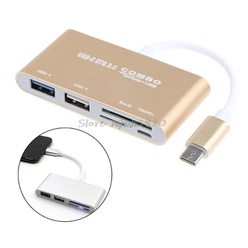 

5-In-1 USB-C 3.1 Type-C OTG USB 3.0 2.0 Hub SD/TF Card Reader Combo For Laptop Whosale&Dropship