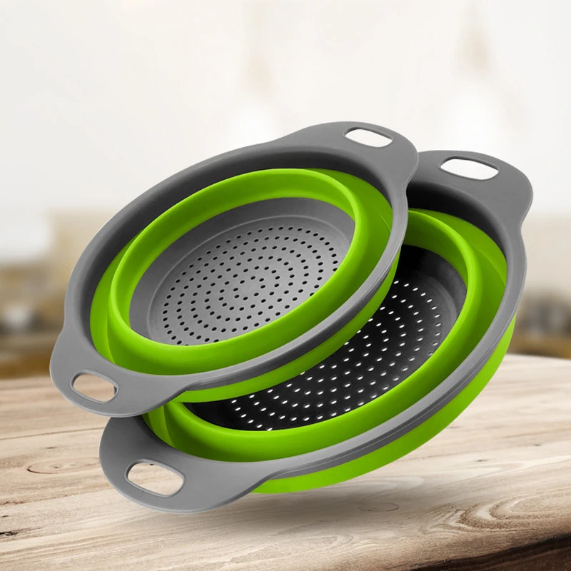 Collapsible Colander Set Food Grade Kitchen Strainer Folding Drainage Baskets Vegetable Fruit Storage Basket Kitchen Tools (1)