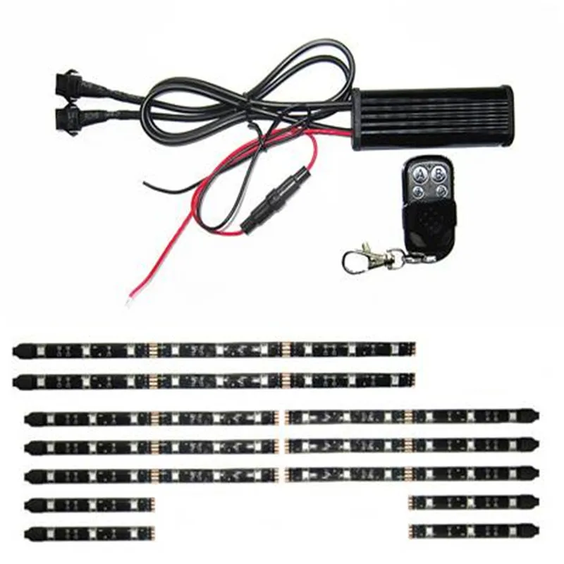 

LDDCZENGHUITEC 5050SMD LED Car Motorcycle Glow Lights Flexible Neon Strips Kit Chopper Frame With Remote Controller Multi Color