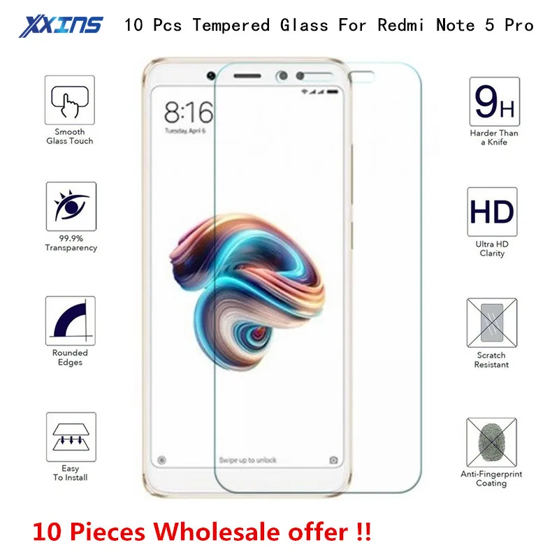 

10 PiecesTempered GLASS For Xiaomi Redmi Note 5 Pro Global version Screen Protector Cover For Mobile phone Film Wholesale offer