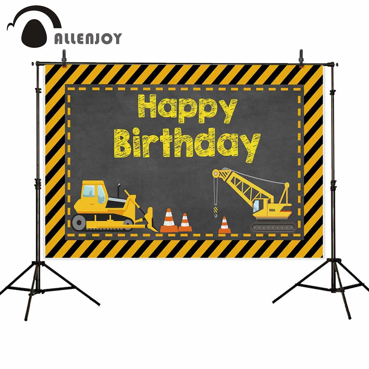 

Allenjoy photographic background construction bulding caveat birthday Excavator photocall photobooth studio photography backdrop
