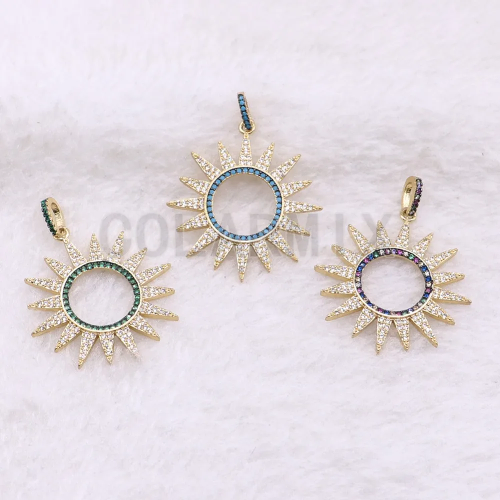 Solar jewelry pendant Micro pave colorful Zircon pendant necklace