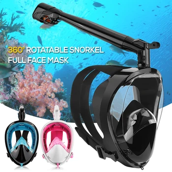 

Anti-fog Snorkeling Full Face Mask 360° Rotatable Snorkel Swimming Scuba Mask with Detachable Camera Mount for Men Women