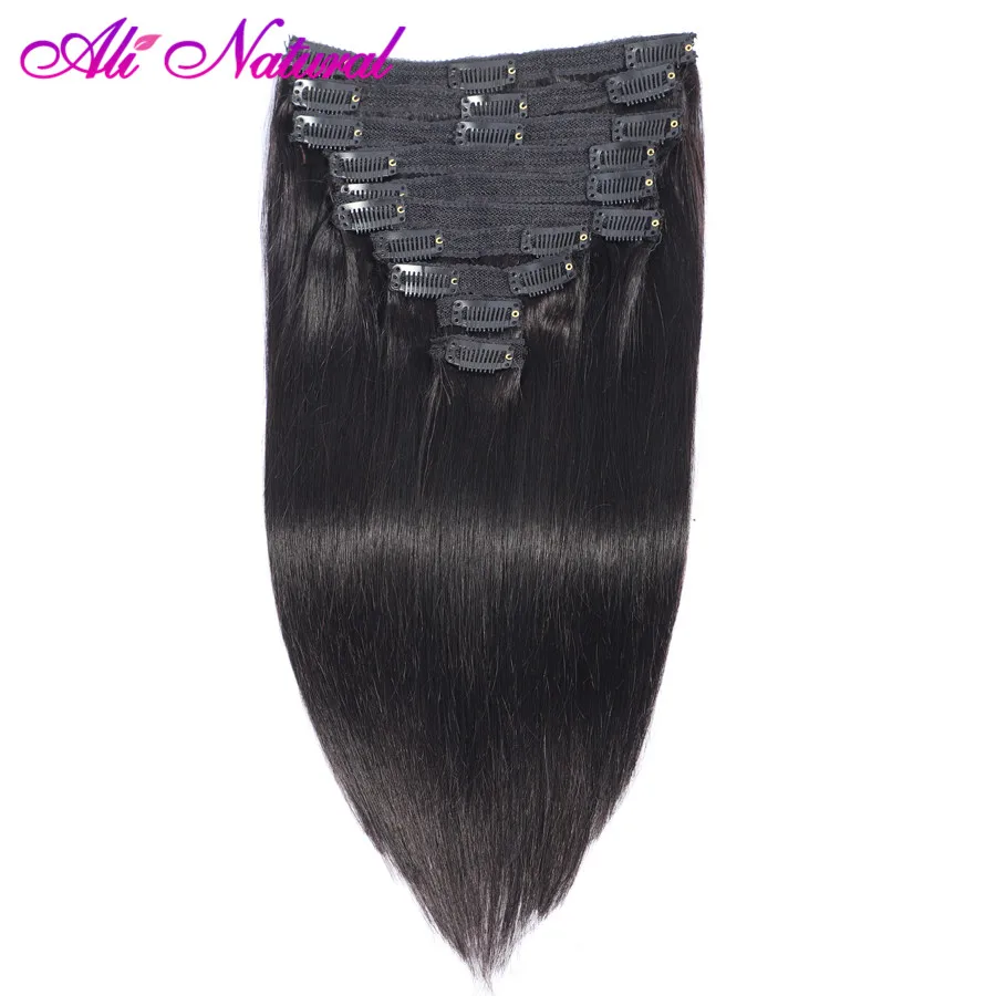 

Peruvian Straight Clip In Human Hair Extensions Natural Black Color 10 Pcs/Set 120G Remy Hair Clip Ins Free Shipping