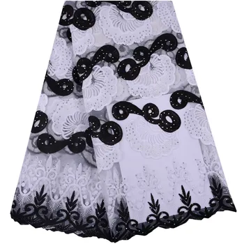 

High Quality Embroidery Milk Silk Tulle Net Lace With Stones For Party Dress Latest Design African French Lace Fabric 1484B