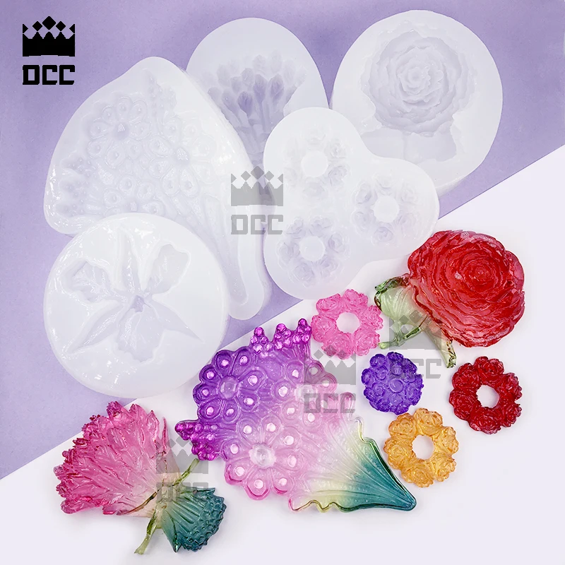 Buy 1PC Flowers Rose Orchid shape liquid silicone mold