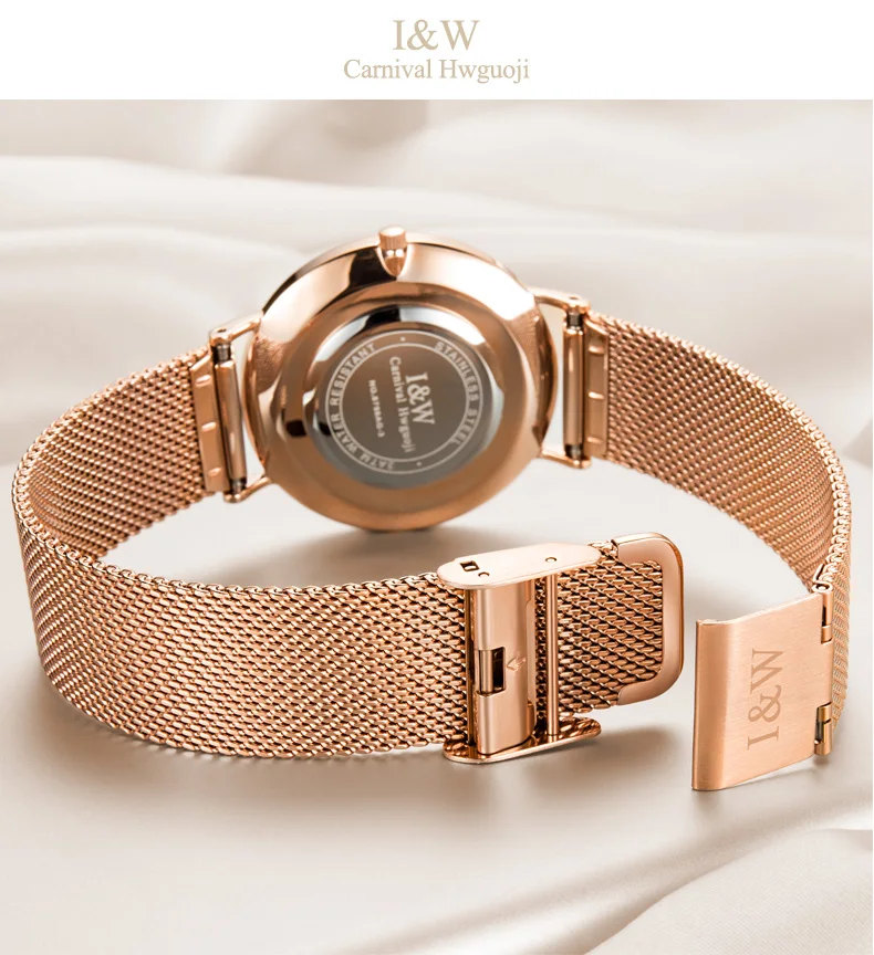 CARNIVAL I& W Ультра-тонкие 6 мм Миланская петля кварцевые женские часы TopBrand Роскошные сапфировые кристаллы минималистичные модные женские часы