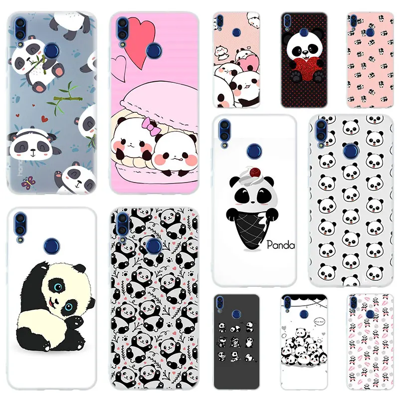 

Smile cute Panda Bear Soft TPU Case Cover For Huawei Honor 9 10 Lite 6X 7X 8X Max 7A 5.7inch 8A 8C V20 PLAY 9i