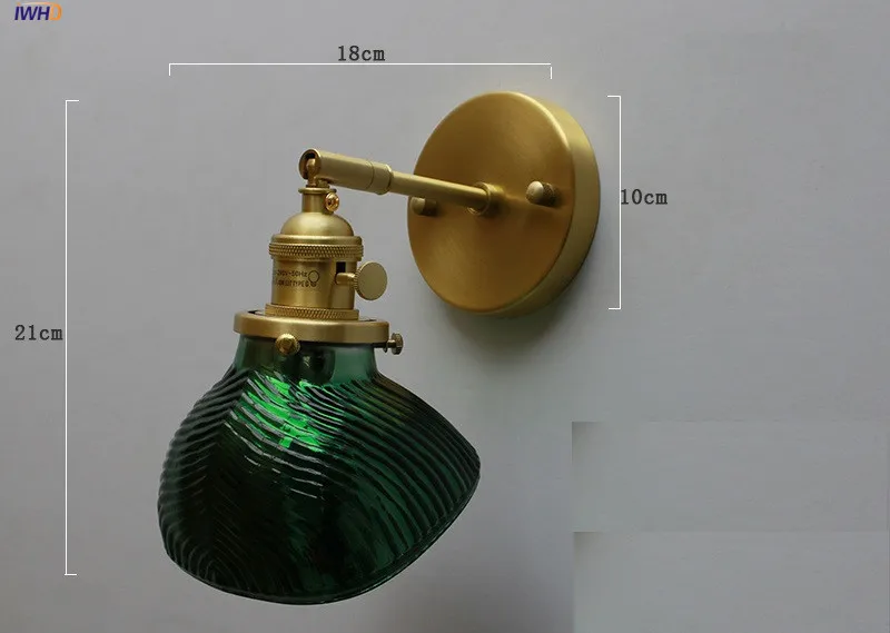IWHD скандинавский медный настенный светильник рядом с спальней, зеркальный светильник для ванной комнаты, современные стеклянные настенная лампа, светильники, бра Edison Wandlampen - Цвет абажура: Glass Copper