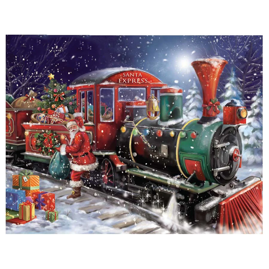 

5D DIY Diamond Painting Christmas Square Rhinestone Diamond Mosaic Santa Claus Train Gift Diamond Embroidery