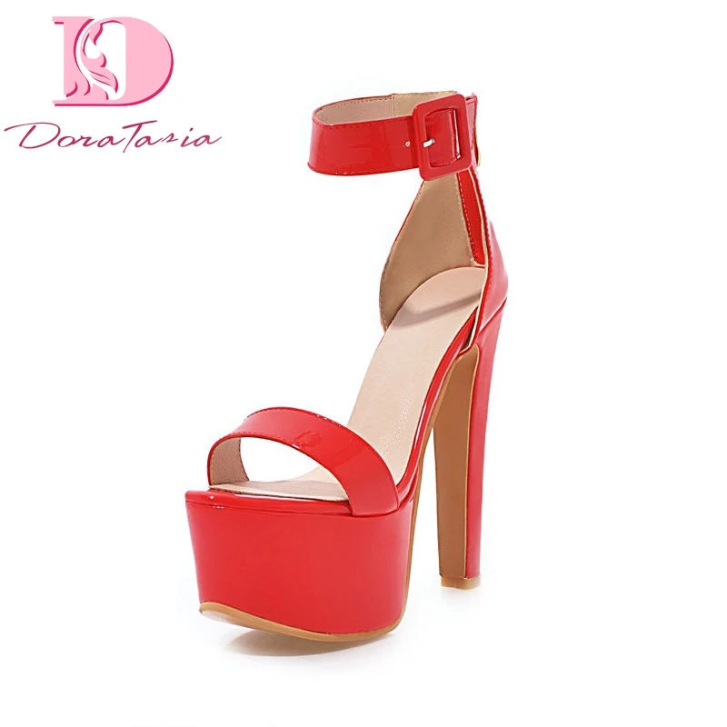

DoraTasia Plus Size 33-48 Best Quality High Heels Platform Summer Sandals Woman Shoes Sexy ankle-strap Party Porm Women Shoes