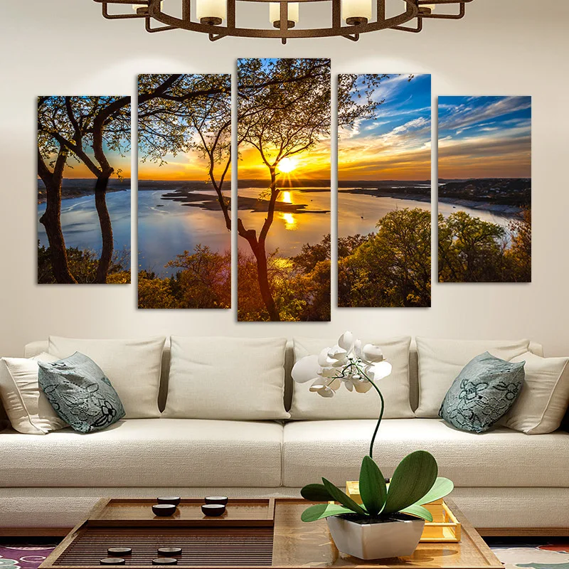 

5 Pieces Modern Canvas Moraine Lake And Mountain Painting Wall Art The Picture For Home DecorationGiclee Artwork For Wall Decor