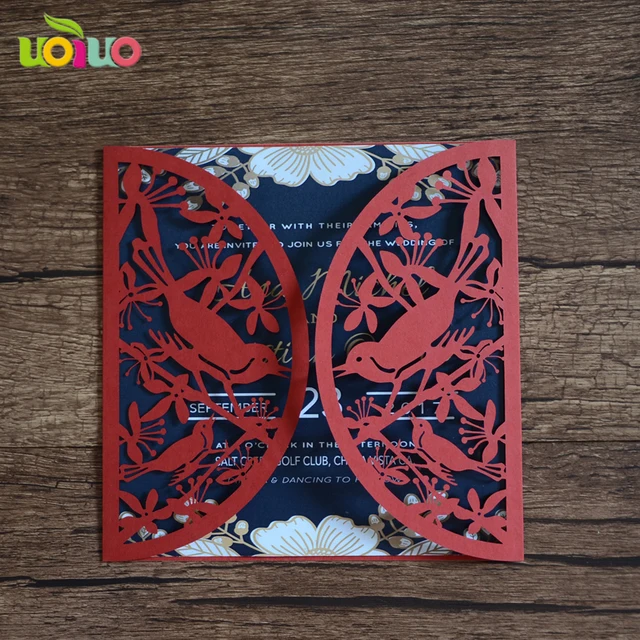 10sets chinese red wedding invitation card bird folded invitation kids birthday invitation cards