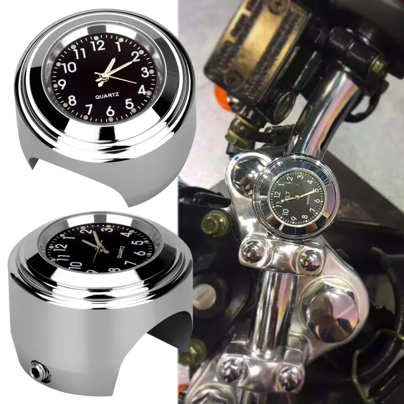 

Waterproof 7/8" 1" Chrome Motorcycle Handlebar Mount Quartz Clock Watch 1pcs