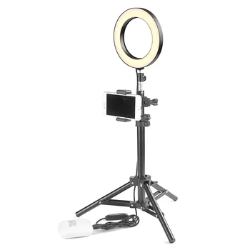 

16cm Diameter LED Studio Camera Ring Light Photo Phone Video Light Lamp with Tripods Selfie Stick Ring with Mobile Phone Rake
