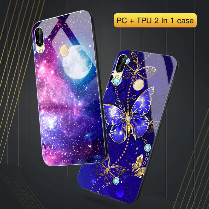 Чехол для Huawei P Smart 2019 Y5 Lite 2018 Y6 Y7 Prime Y9 задняя крышка Жесткий ПК черный чехол из ТПУ PSmart Plus NOVA 3i чехол|Бамперы| |