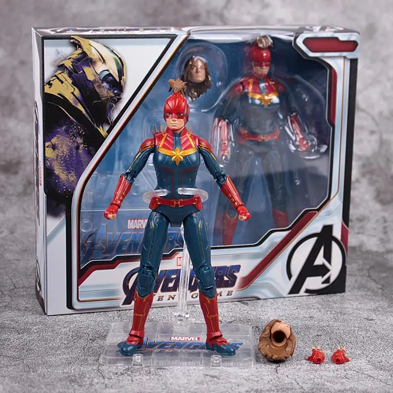 17cm Avengers Endgame Thor Captain America Captain Marvel War Machine Action figure toys doll Christmas gift with box - Цвет: Красный