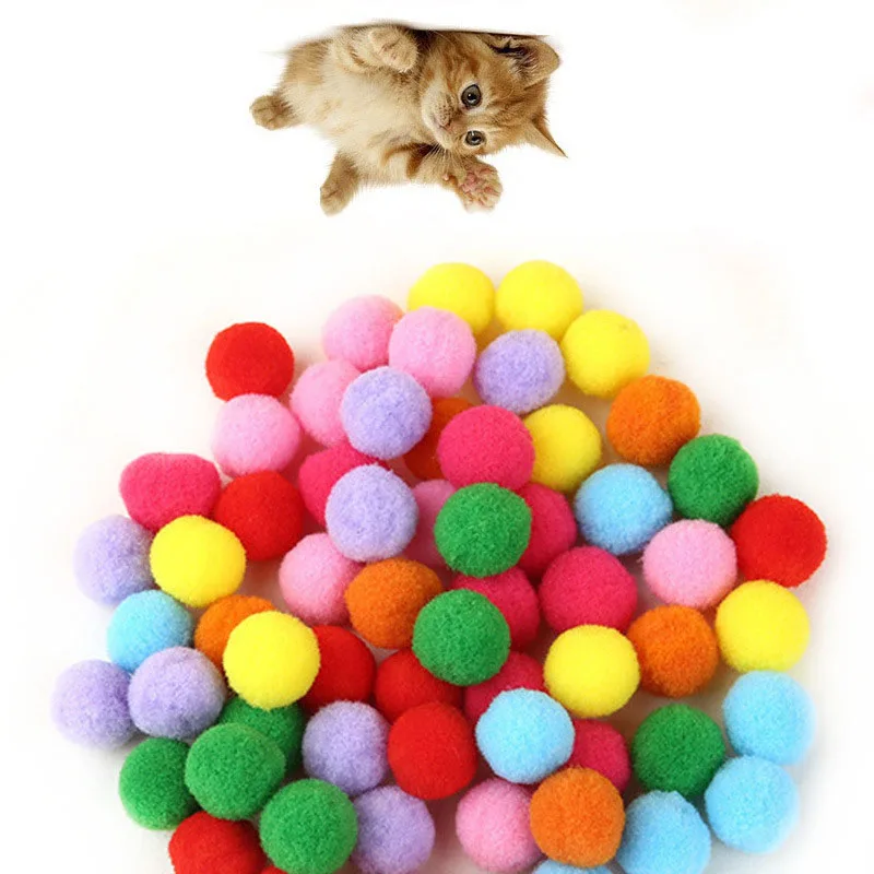 

Hot 10/20/50/100 pcs Assorted Colorful Cat Ball Toys Pet Kitten Rainbow Chew Toy Fun Stratch Pets Supplies LFD