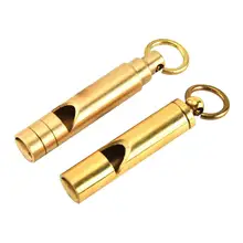 2pcs Mini Vintage Brass Whistle Keyring Keychain For Outdoor Emergency Survival Safety Sport Camping Hunting