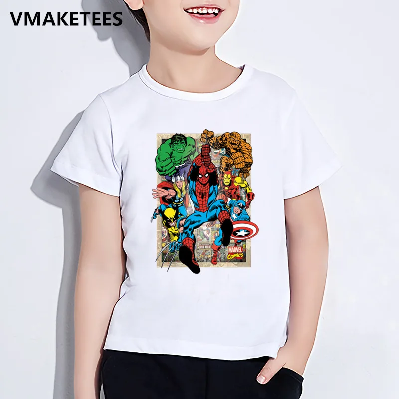 Детская летняя футболка с короткими рукавами для мальчиков и девочек детская футболка с принтом супергероя из мультфильма «мстители» забавная одежда для малышей с изображением Марвел ooo5512 - Цвет: ooo5512I