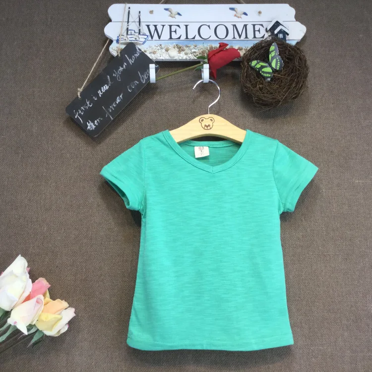 

Low Price Clearance Children's Simple T-shirt Boys and Girls Short Sleeved Top Candy Colors 2018 Summer New