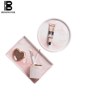 

ins Nordic Style Pink Marble Texture Coffee Tray Ceramic Western Food Plate Dessert Fruit Cake Sushi Dish Home Kitchen Tableware