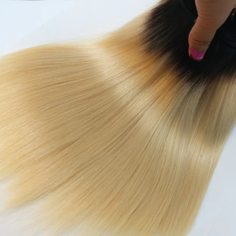 AddBeauty 1b/613 блонд Омбре бразильские прямые волосы пучки 3 шт человеческие волосы плетение 10-26 дюймов девственные волосы
