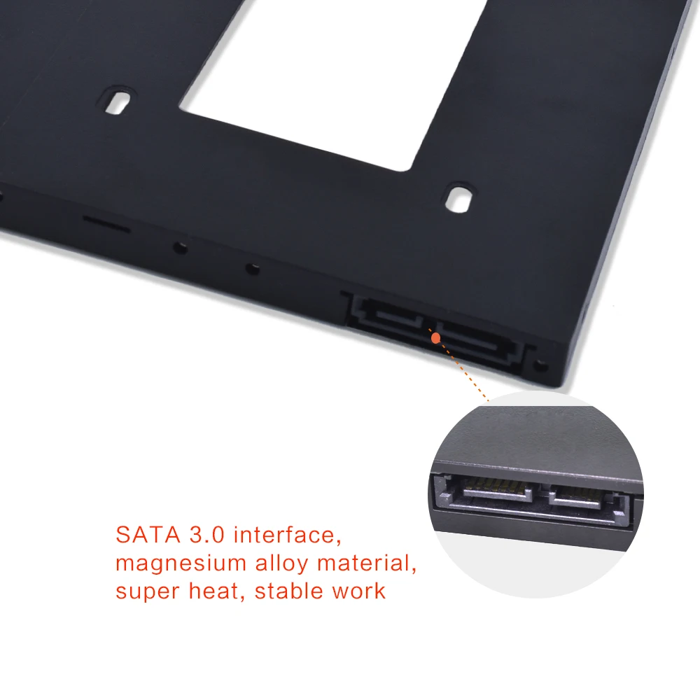TISHRIC полупластиковый алюминиевый Универсальный Optibay 2nd HDD Caddy 9,5 мм SATA 3,0 2," SSD CD DVD для HDD чехол Корпус CD-ROM ODD