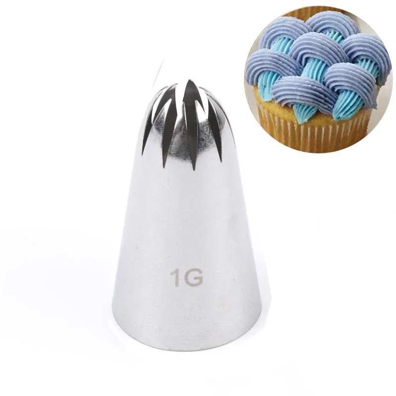 

1G Large Tooth shape Metal Cake Cream Decoration closed star Tips Stainless Steel Icing Piping Nozzles Cupcake Pastry Tools
