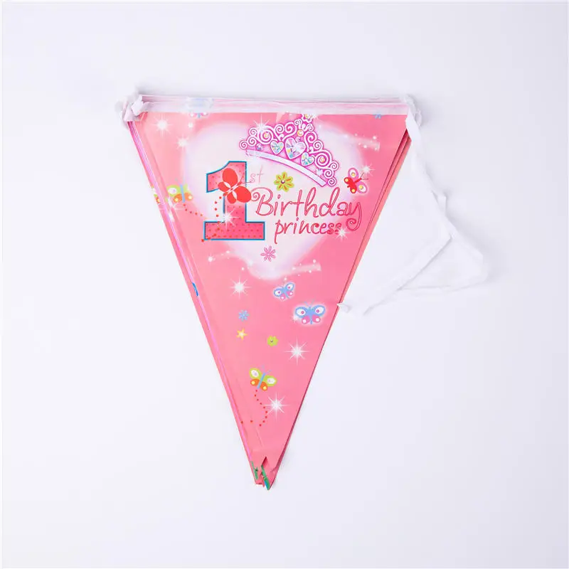 Pink Kids 1st Birthday Party Decorations Paper Plate Napkins Cup Flag Party Supplies Disposable Tableware Set Baby Shower Favor