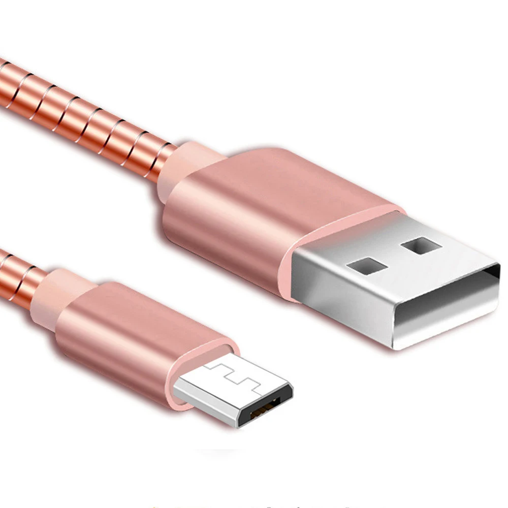 

Fast Data Charging Charger Wire Micro USB Cord metal hose thread Data Cable for iPh for Android Phone device 1m