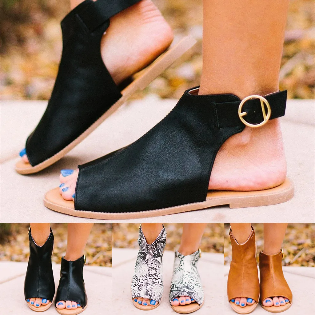 

Fashion shoes woman platform sandals summer Ladies Peep Toe Flat Buckle slipper Shoes zapatos de mujer high quality brand @12