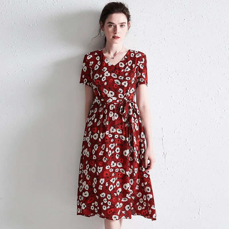 Rode bloemen zijde plus size party dress vintage strand boho bohemian casual jurken sexy 2019 vrouwen zomer lange slim fit tie taille Rode bloemen zijde plus size party dress vintage strand boho bohemian casual jurken sexy 2019 vrouwen zomer lange slim fit tie taille