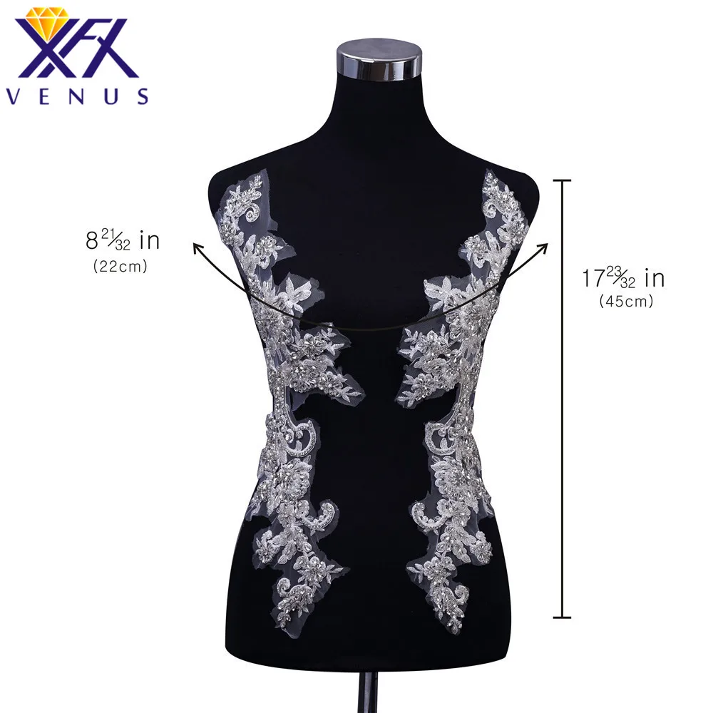 

XFX VENUS 1 Set Handmade Crystal Embroidered Wedding Patches Rhinestone Beaded Appliqued Wedding Dress Accessories Trim