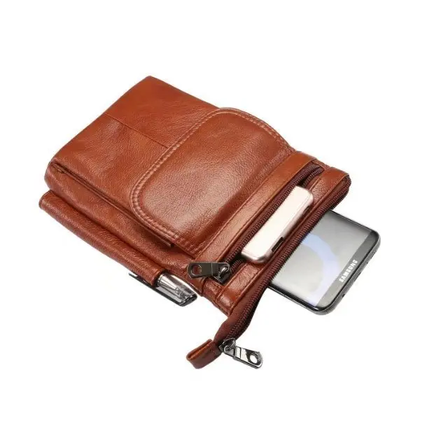 Genuine Leather With Belt Shoulder Bag Holster Zipper Pouch Hook Loop Cover Phone Case For Huawei P6 P7 P8 P9 P10 Lite Plus P20