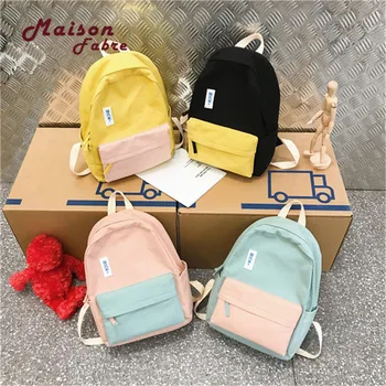 

Women Fashion Summer Backpack Stitching Color Fresh Style Girls Student Shoulder Bag Zipper Large Capacity Rucksack mujer