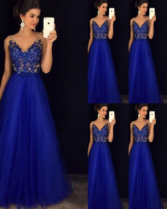 

BacklakeGirls 2019 Chiffon Deep V Neck Evening Dresses Sleeveless With Beading Floor Length For Women
