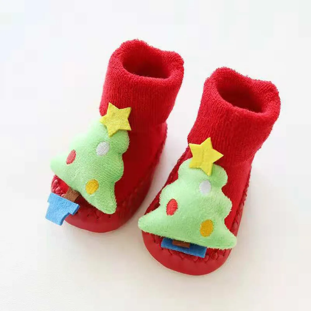 TELOTUNY/Коллекция года; модные рождественские носки-тапочки для новорожденных мальчиков и девочек; нескользящие носки для малышей; ZY20