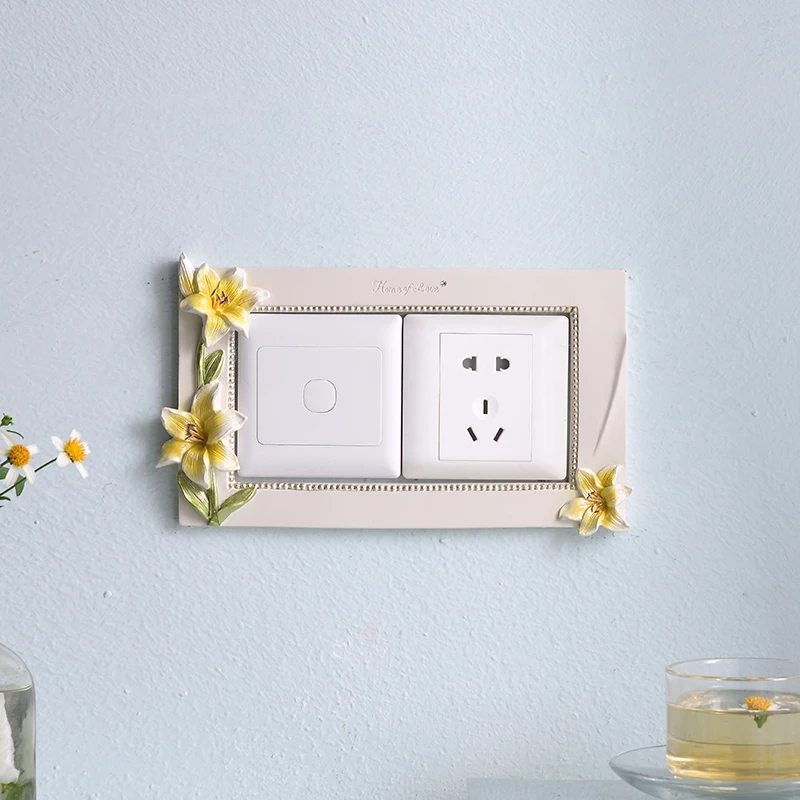 

Switch Affixed Modern Simple Socket Protection Set Creative Living Room Resin Bedroom Wall Decoration Cute Switch Wall Stickers