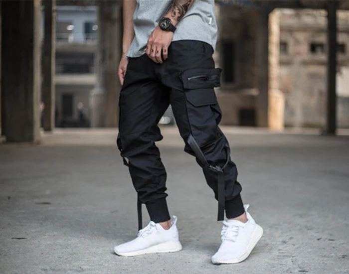 April MOMO Мужские штаны-шаровары с несколькими карманами, мужские уличные панковские брюки-карго в стиле хип-хоп, повседневные брюки для бега, Hombre