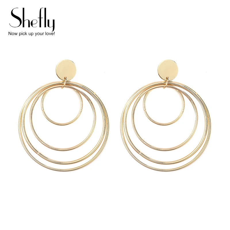 

New European And American Earrings Vintage Exaggerated Big Hoop Earrings for Women Cool Geometric Minimalist Circle Earrings