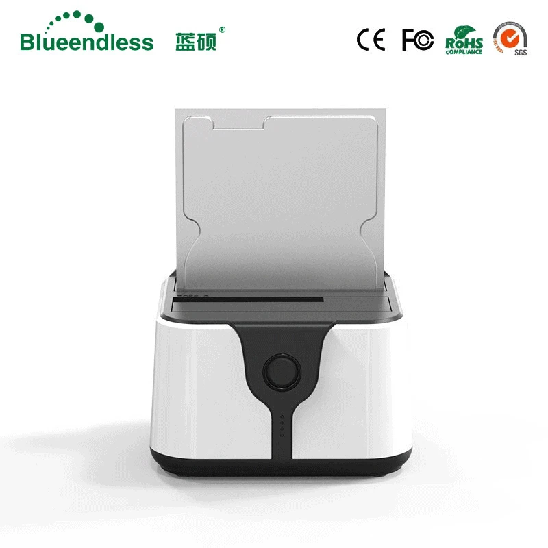 Kopen 2 bay hdd docking station clone duplicator hdd box 3.5 sata naar usb 3.0 harde schijf geval hdd caddy plastic voor 6 tb sata hdd dock