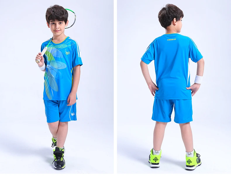 Новая детская одежда для бадминтона Подростковая рубашка и шорты для мальчиков и девочек комплект спортивной одежды для тенниса одежда для настольного тенниса быстросохнущие спортивные костюмы