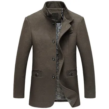 

2017 New winter men's jacket business casual warm jacket coat Overcoat Windbreaker Single-breasted wool jacket