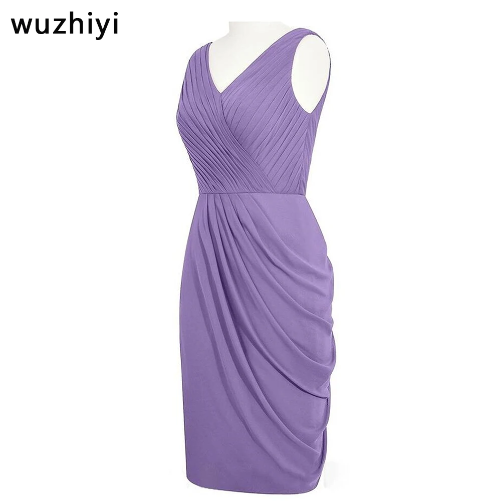 

wuzhiyi vestido de madrinha de casamento mother of the bride Custom made Pleat Chiffon vestiti madre della sposa Mother gowns