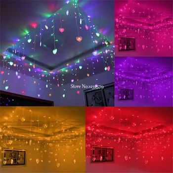 

New Multi 3.5M 96SMD Heart LED String Curtain Lights Holiday Xmas Wedding Decor