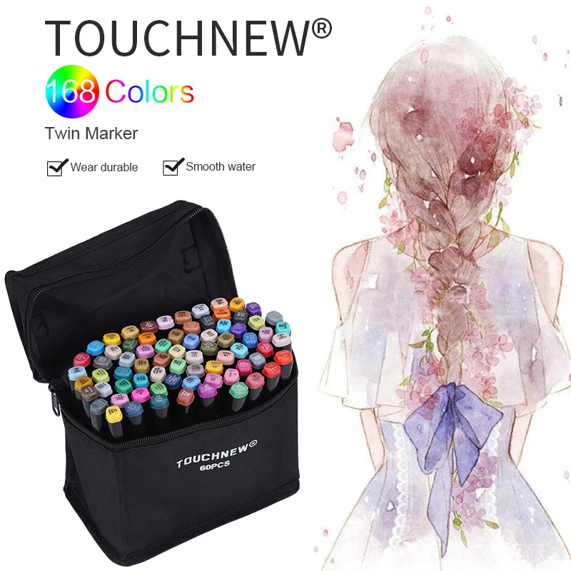 

TOUCHNEW 80 Colors Art Markers Brush Pen Alcohol Based Markers Graffiti Fineliner Marker Set Manga design School Supplies