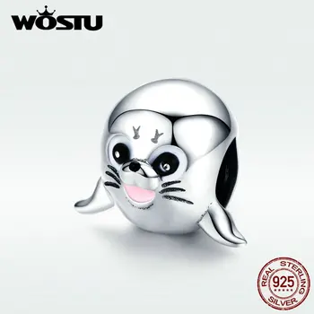 

WOSTU Sea Lion Beads 100% 925 Sterling Silve Animal Charm Fit Original Bracelet Pendant For Women Girls Jewelry Gifts DXC1253