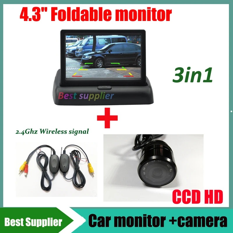 

2.4G wireless signal kit car rear view parking camera Universal car reverse camera Night Vision + 4.3inch Car Monitor mirror
