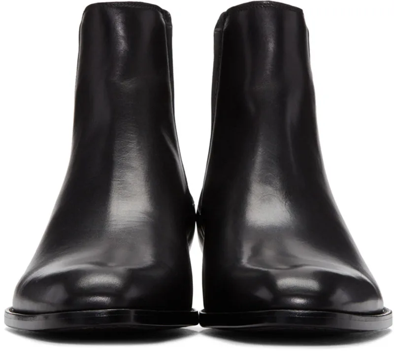 Qianruiti autumn winter men Chelsea boots black suede low heeled british vintage style western street boots male shoes